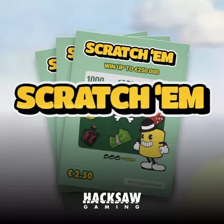 Official Lottery logo: Scratch’em by Hacksaw Gaming at Cleobetra Casino